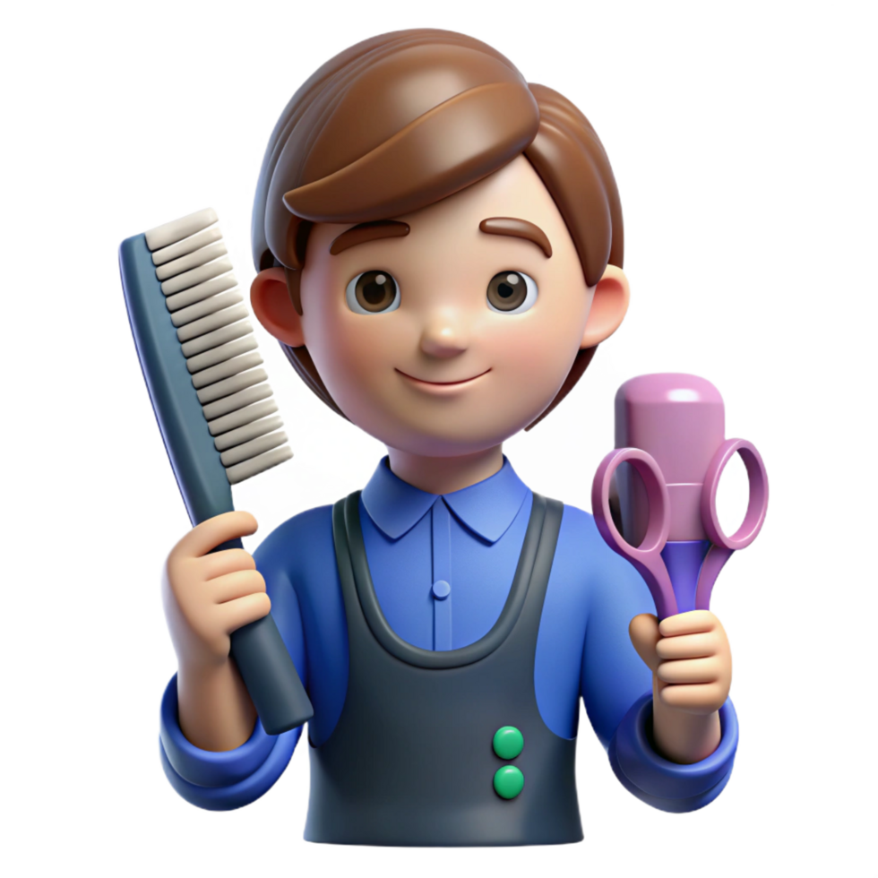 magnificent classic Hairdresser with scissors and comb high quality png