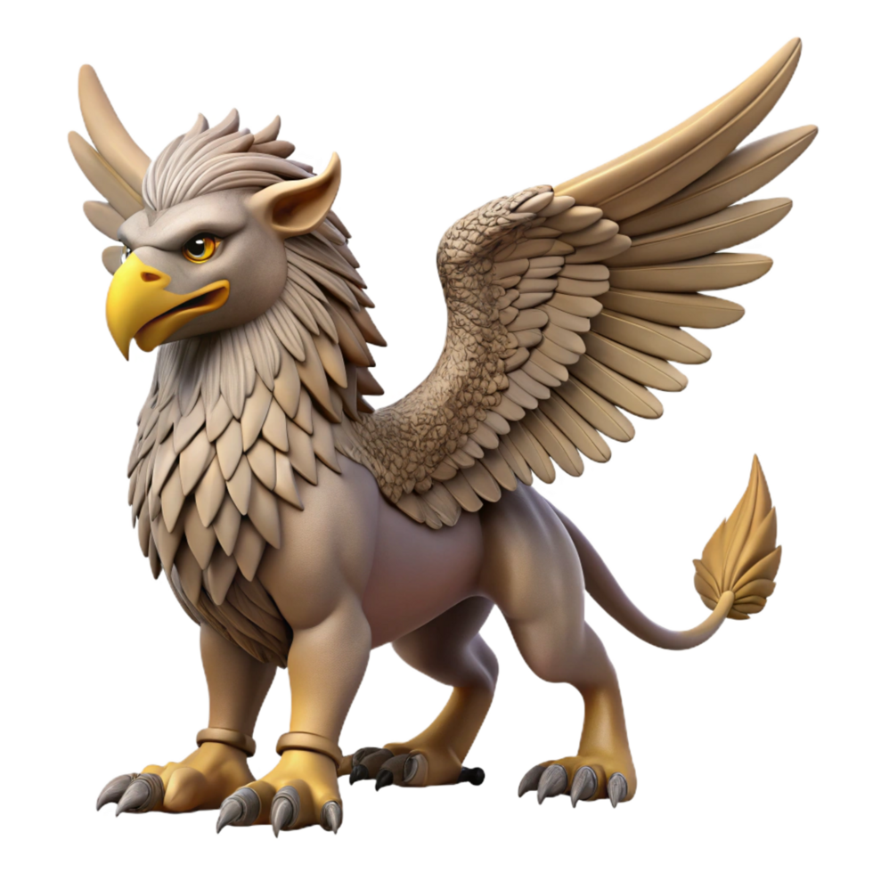 impressive traditional A majestic griffin, wings outstretched, sharp talons, detailed png