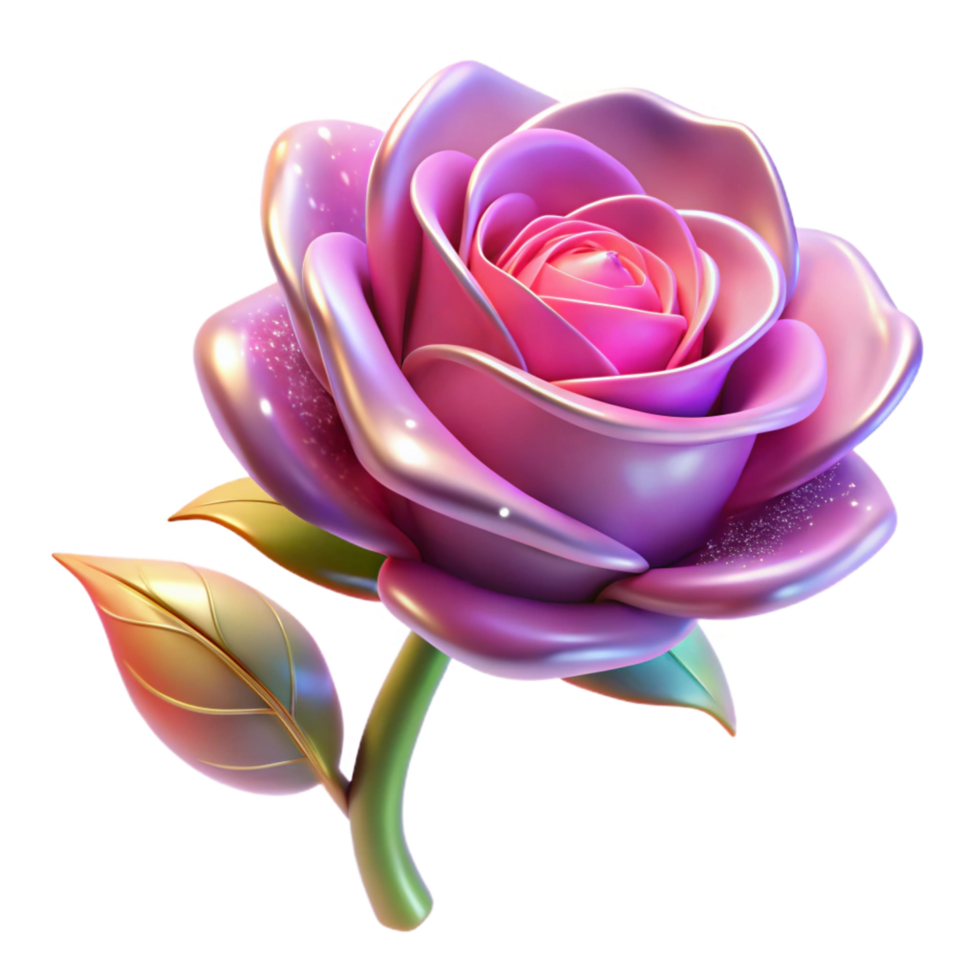 vibrant rustic A single enchanted rose, sparkling petals, magical aura, professional png