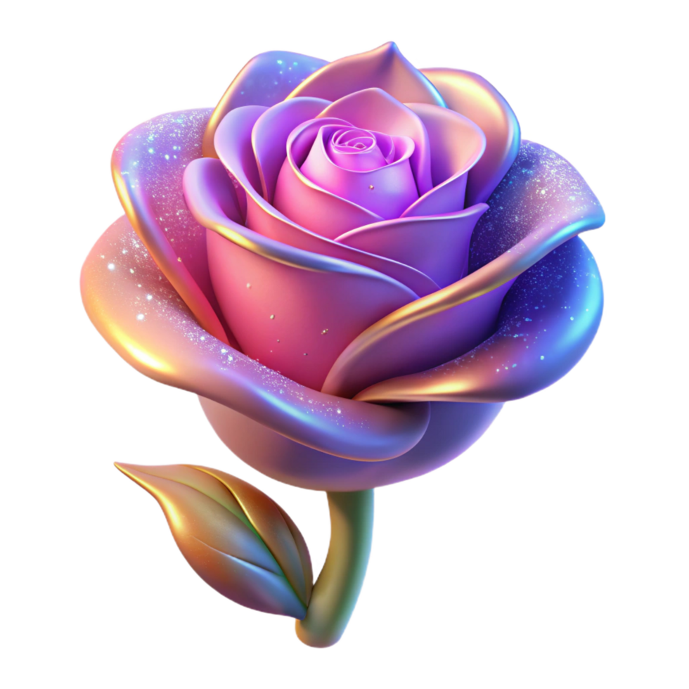 stunning classic A single enchanted rose, sparkling petals, magical aura, genuine png