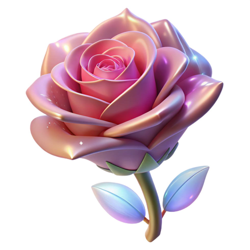 wonderful minimalist A single enchanted rose, sparkling petals, magical aura, authentic png
