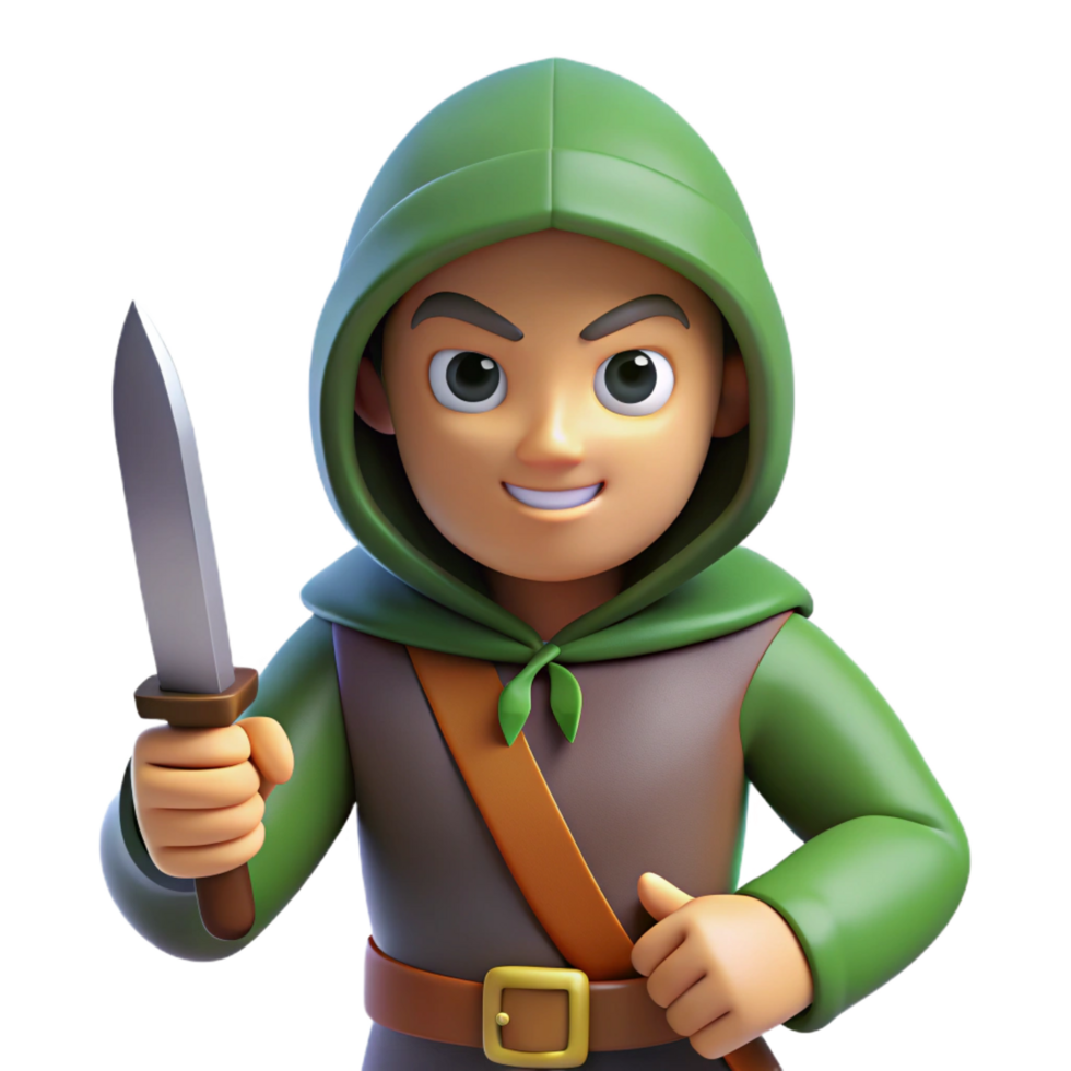 stunning traditional A sly rogue, dagger in hand, cunning expression, high resolution png