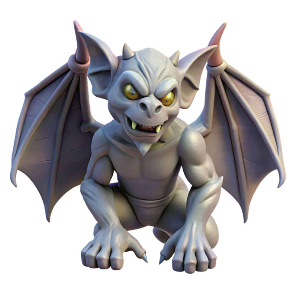 stunning classic A grotesque gargoyle, wings folded, stone skin, high quality png