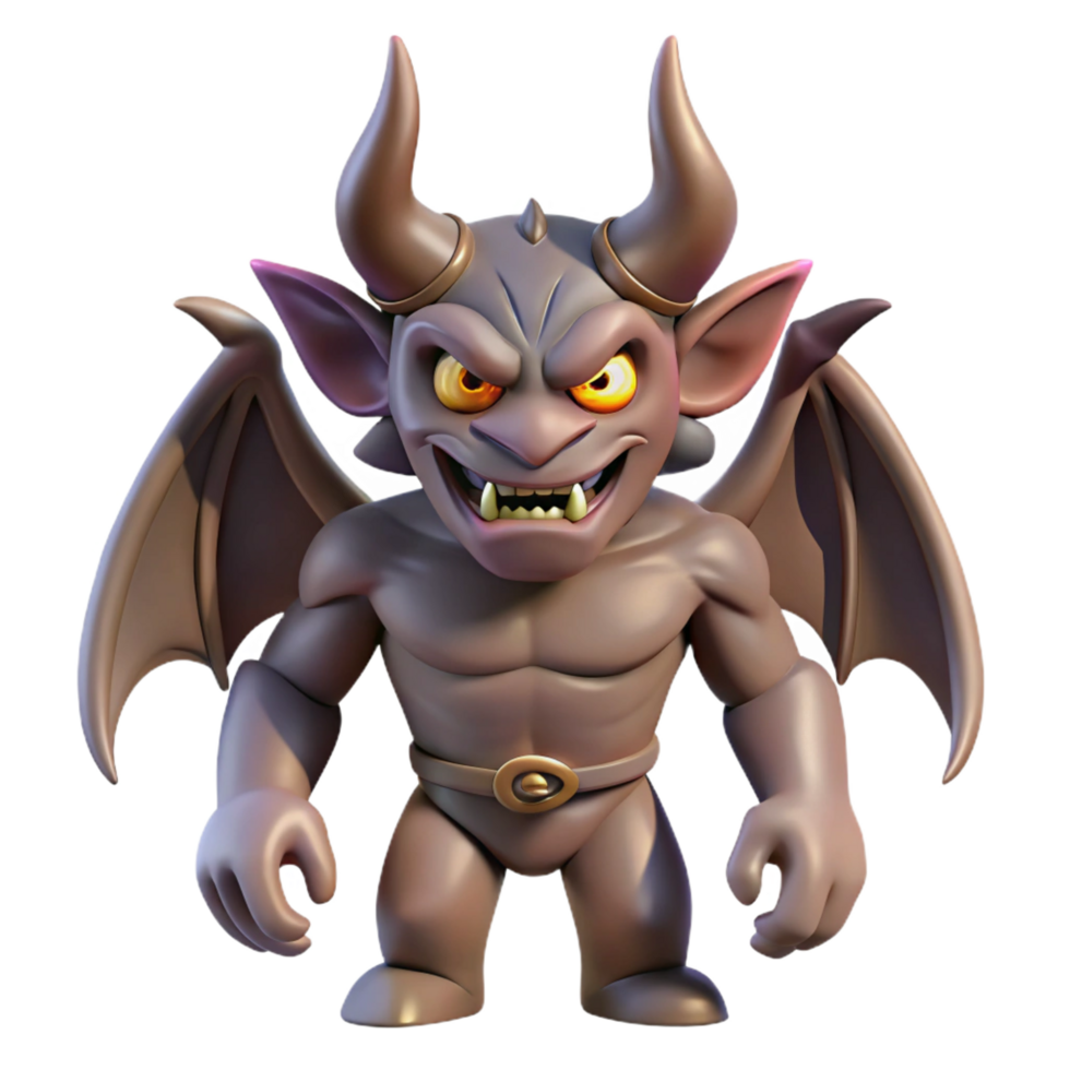 magnificent minimalist A fearsome demon, horns and wings, menacing gaze, professional png