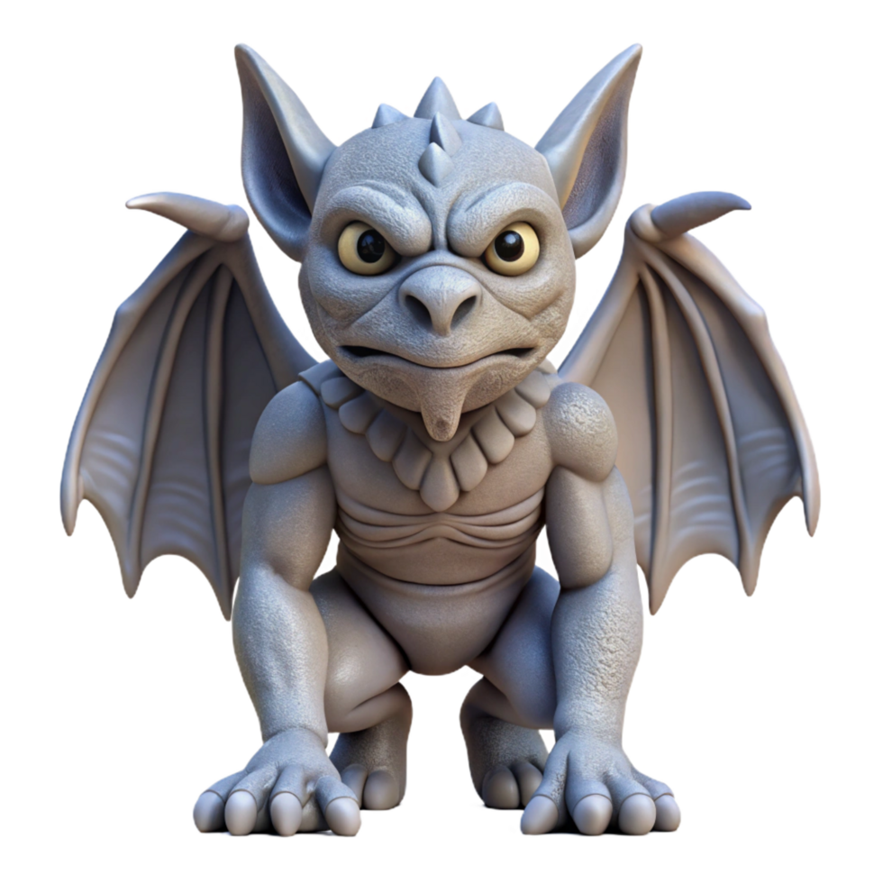 stunning modern A grotesque gargoyle, wings folded, stone skin, authentic png