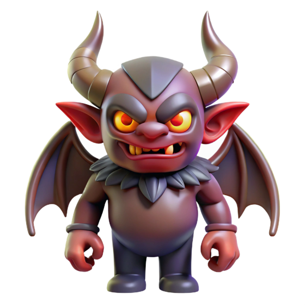 elegant artistic A fearsome demon, horns and wings, menacing gaze, original png