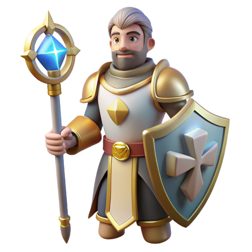 vibrant rustic A brave paladin, in shining armor, holy symbol, authentic png