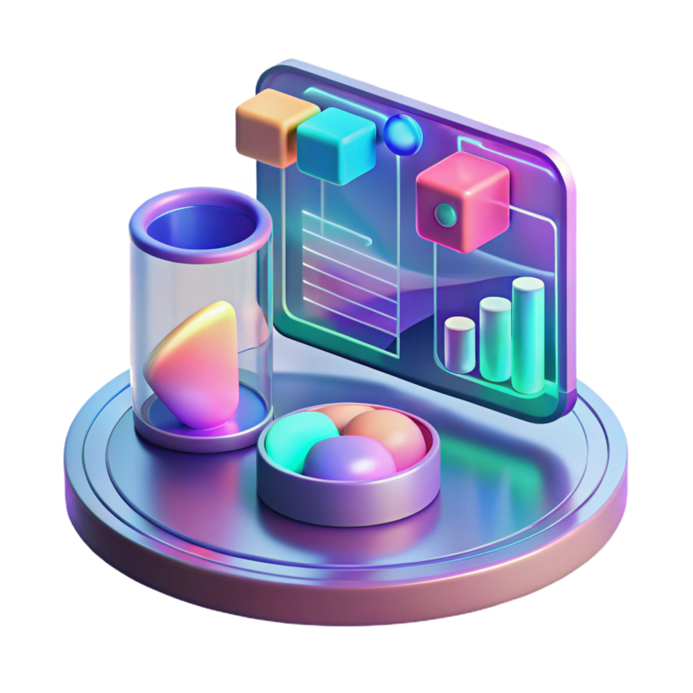 impressive modern Holographic interface display with complex data visualization high quality png