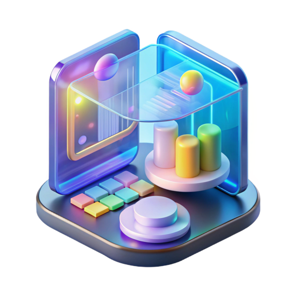 elegante clásico holográfico interfaz monitor con complejo datos visualización genuino png