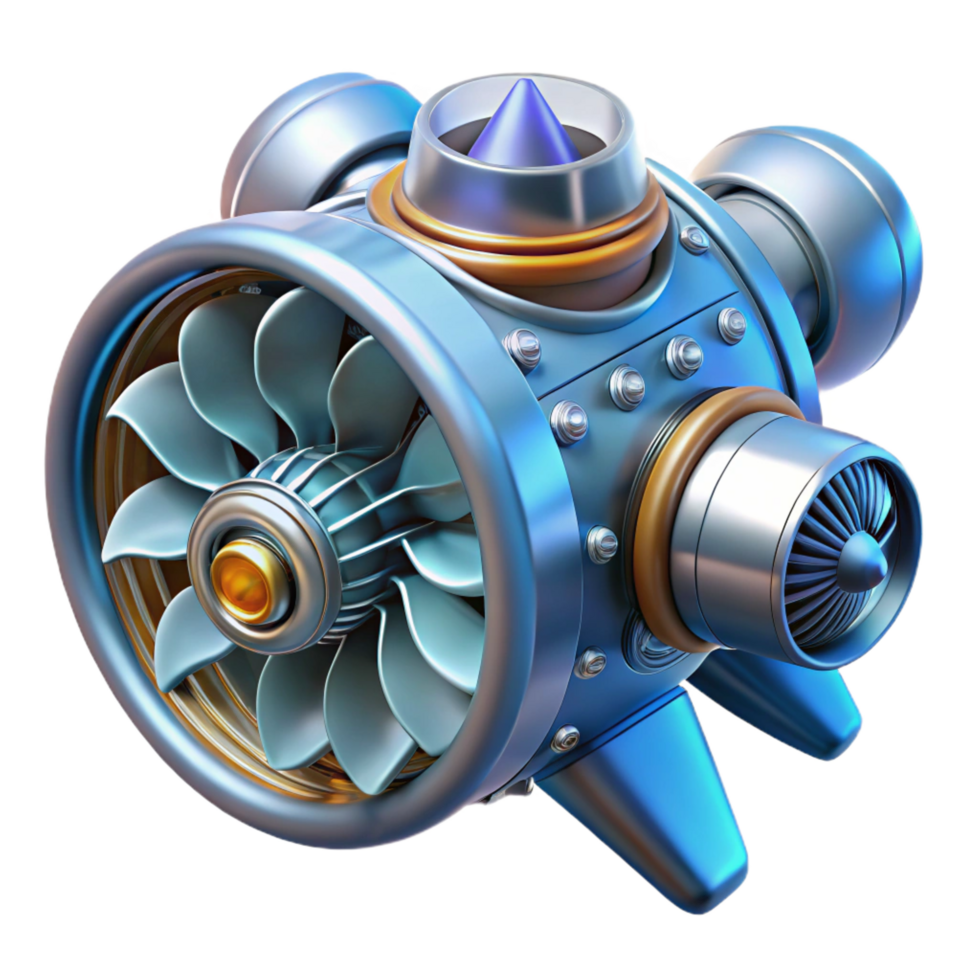 magnificent modern Futuristic spaceship engine with exposed turbines authentic png