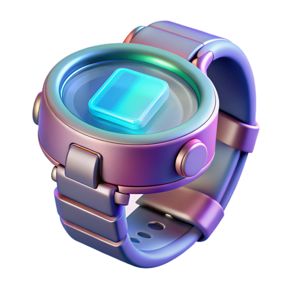 stunning vintage Futuristic wristwatch with holographic display professional png