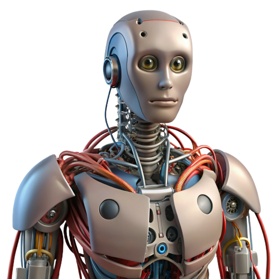 stunning minimalist Robot torso with exposed wires and mechanisms genuine png