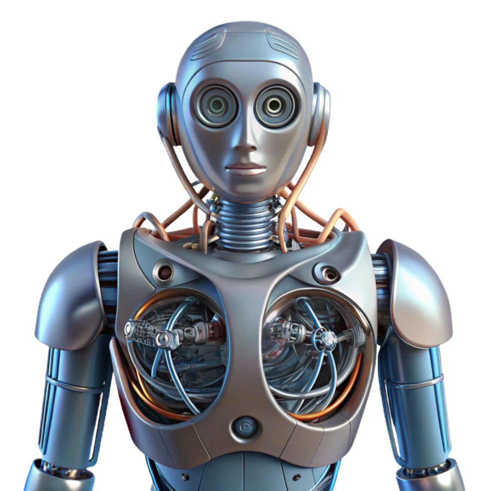 extraordinary minimalist Robot torso with exposed wires and mechanisms premium png