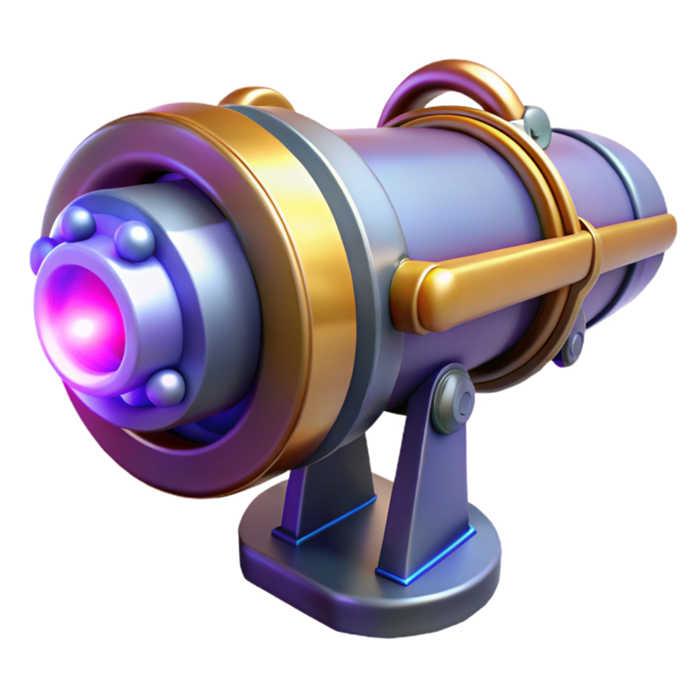beautiful abstract Plasma cannon with rotating barrels 4K png