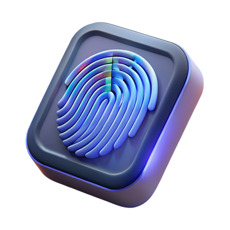 wonderful artistic Biometric fingerprint scanner with glowing sensor high resolution png