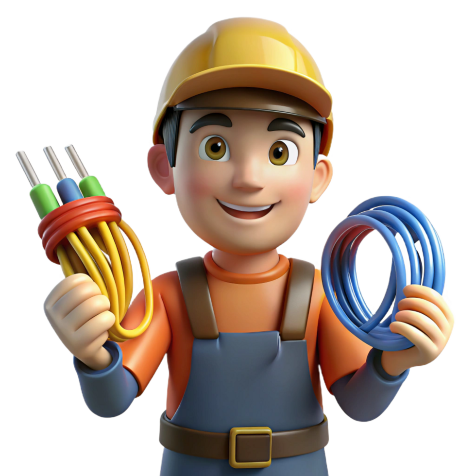 extraordinary minimalist Electrician holding wires, authentic png