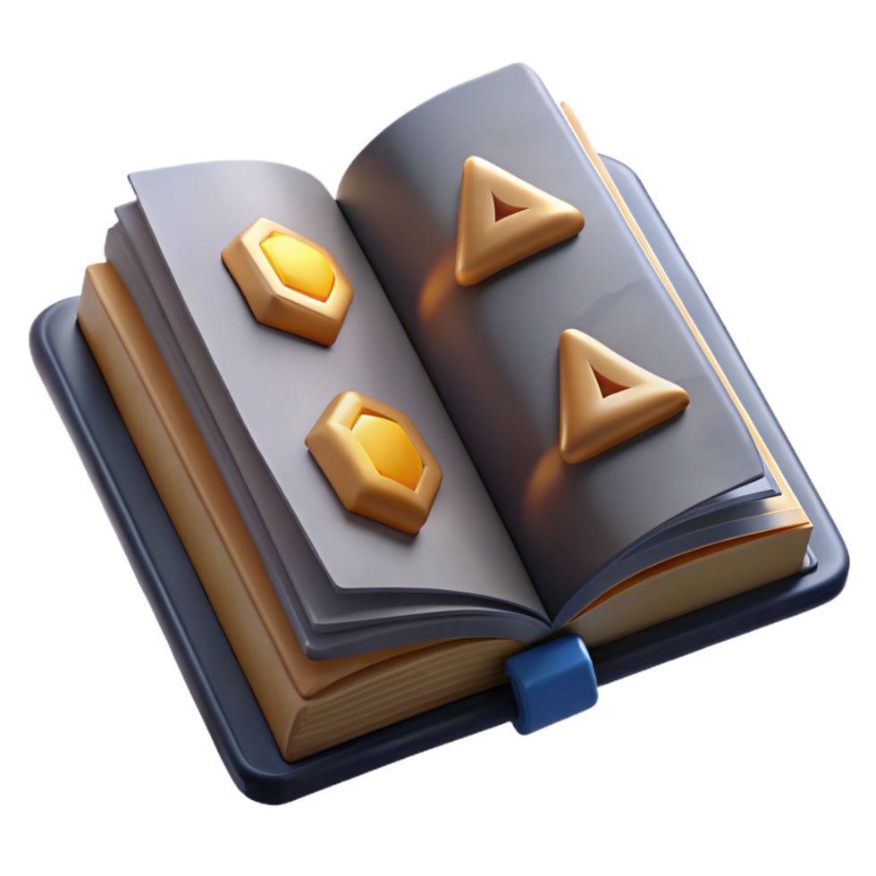 magnificent rustic A detailed, open book, displaying ancient runes 4K png