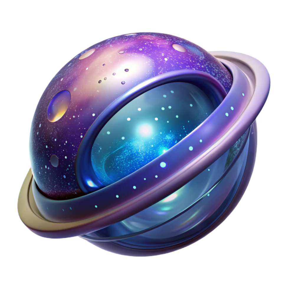 serene artistic A floating, magical orb, swirling with galaxies 4K png