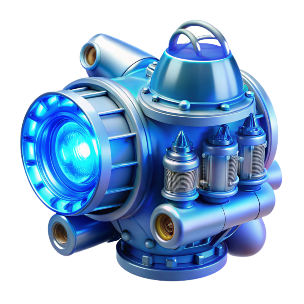 wonderful traditional Spaceship engine, glowing blue, complex machinery original png