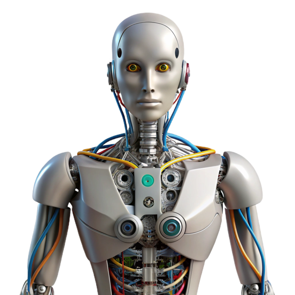 elegant abstract Robot torso, exposed wires and circuits high quality png