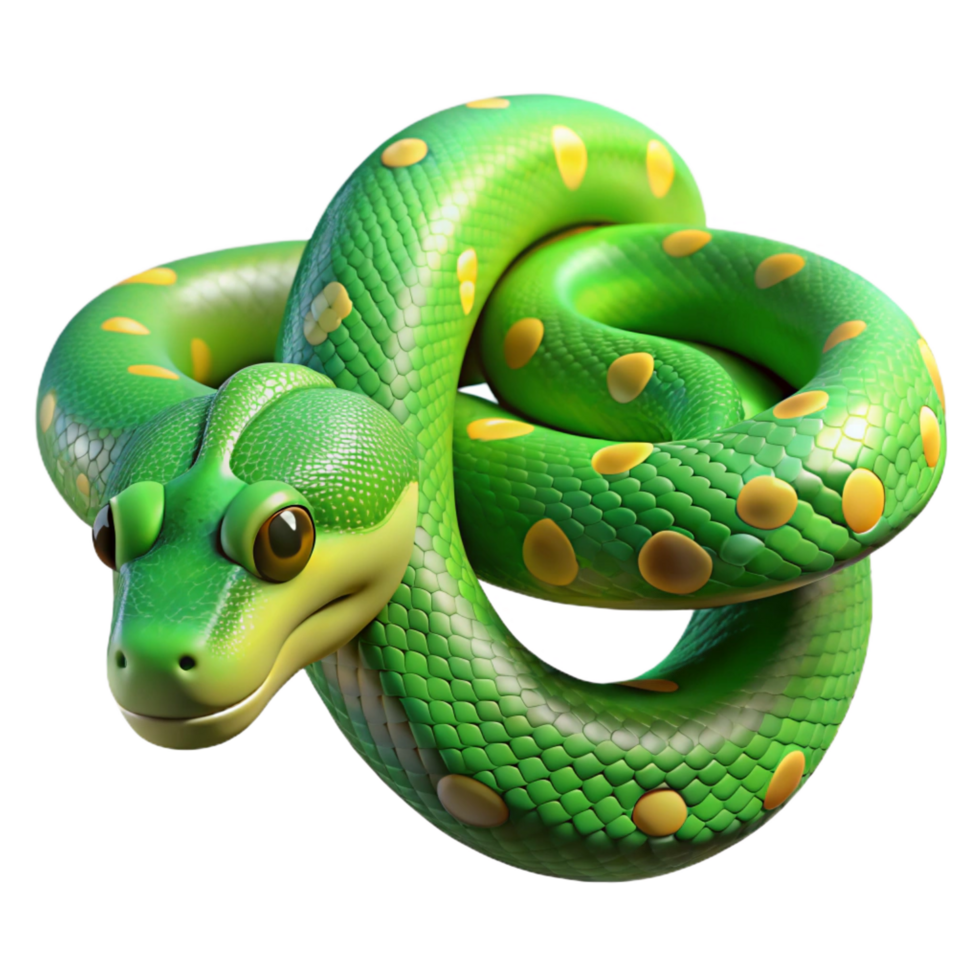 magnificent rustic A slithering green tree python, detailed png