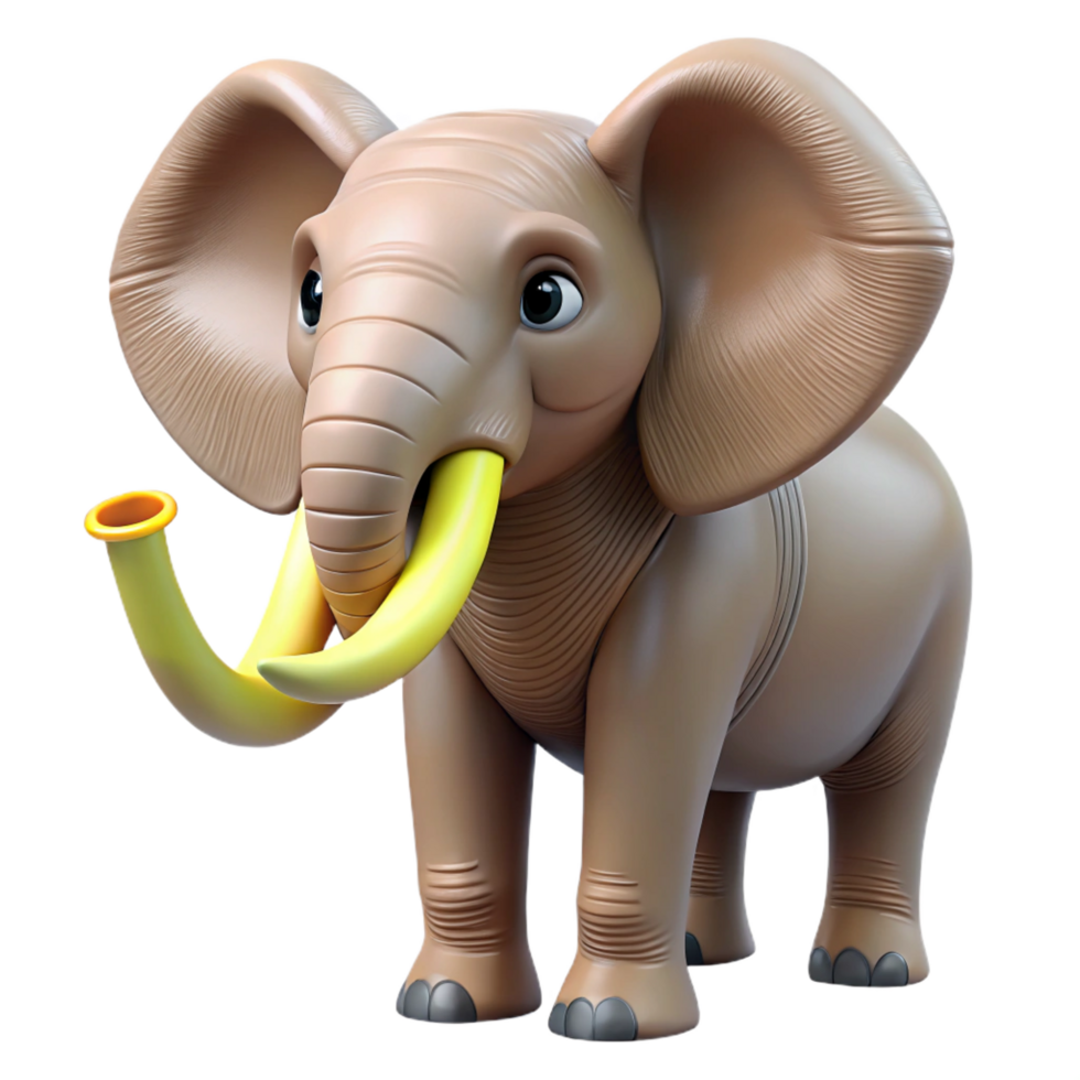 serene minimalist A trumpeting African elephant, original png