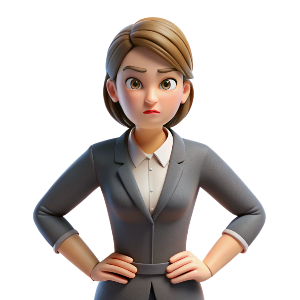 magnificent abstract Frustrated businesswoman, hands on hips, premium png