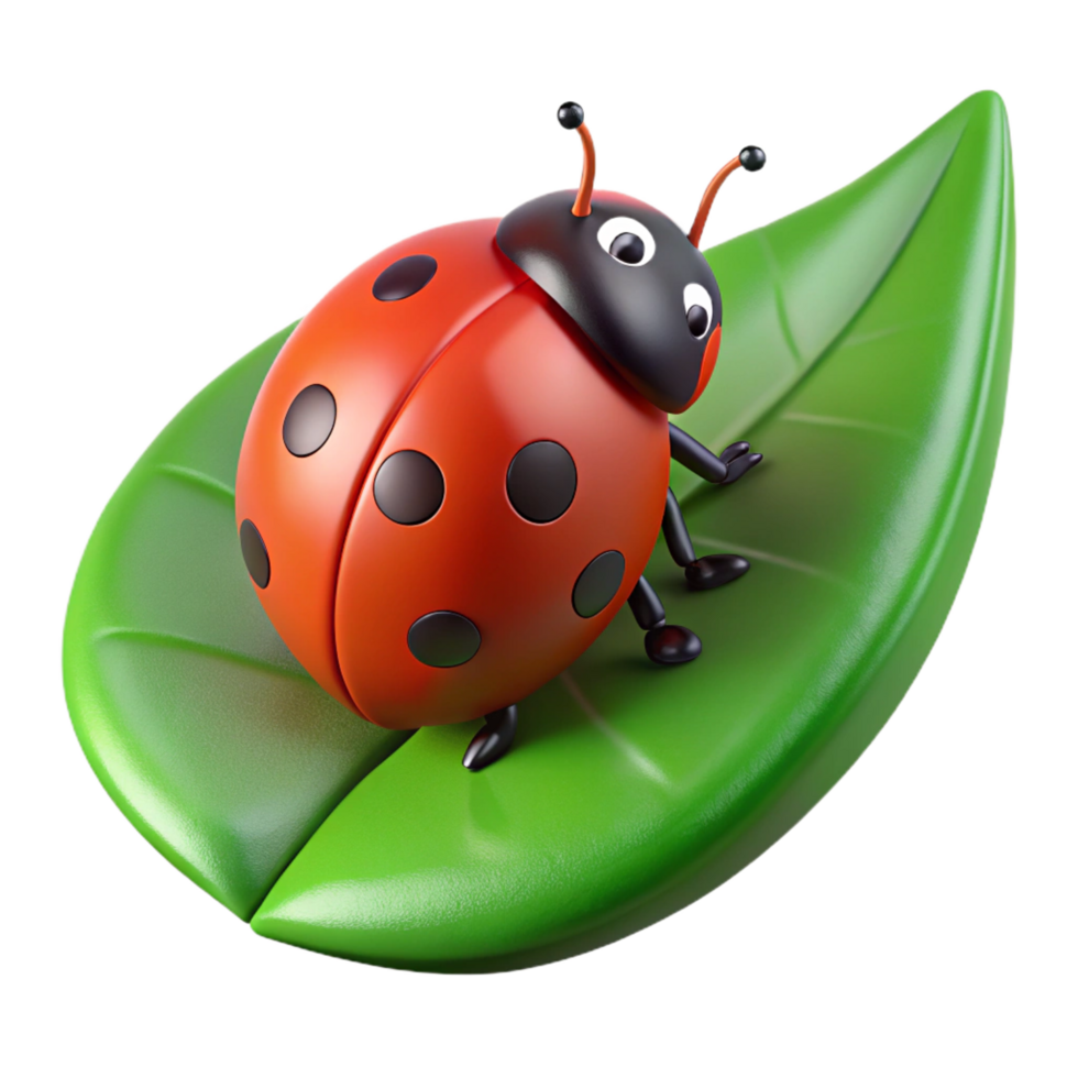dramatic artistic Ladybug crawling on a green leaf exclusive png