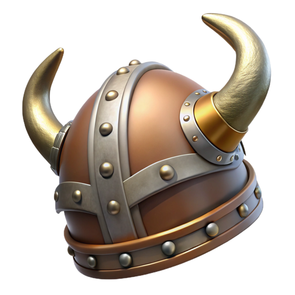 stunning contemporary A horned viking helmet with intricate metalwork, high resolution png