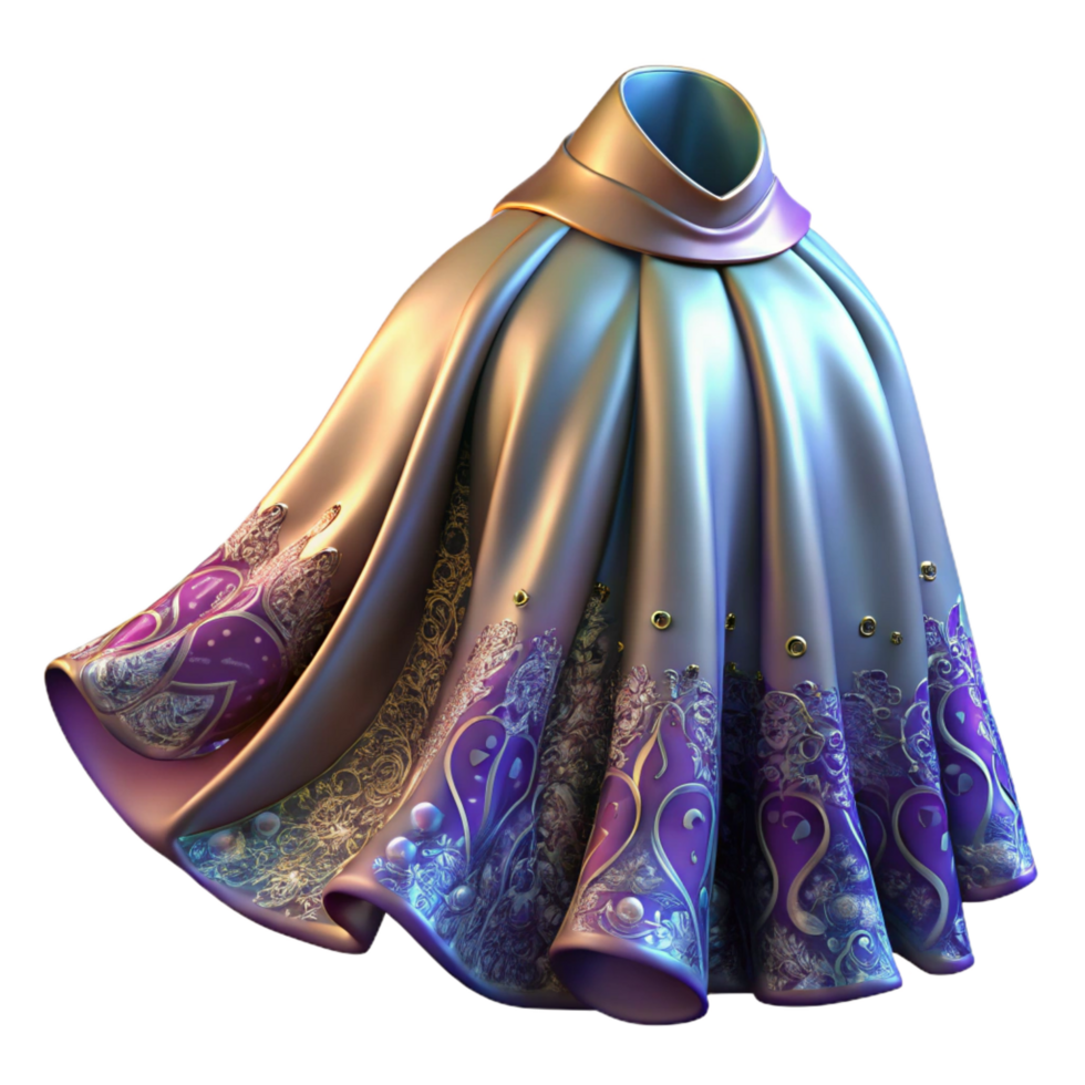 magnificent contemporary A flowing, magical cloak with intricate embroidery, 4K png
