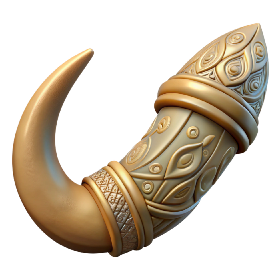 serene abstract A stylized orc tusk with intricate carvings, premium png