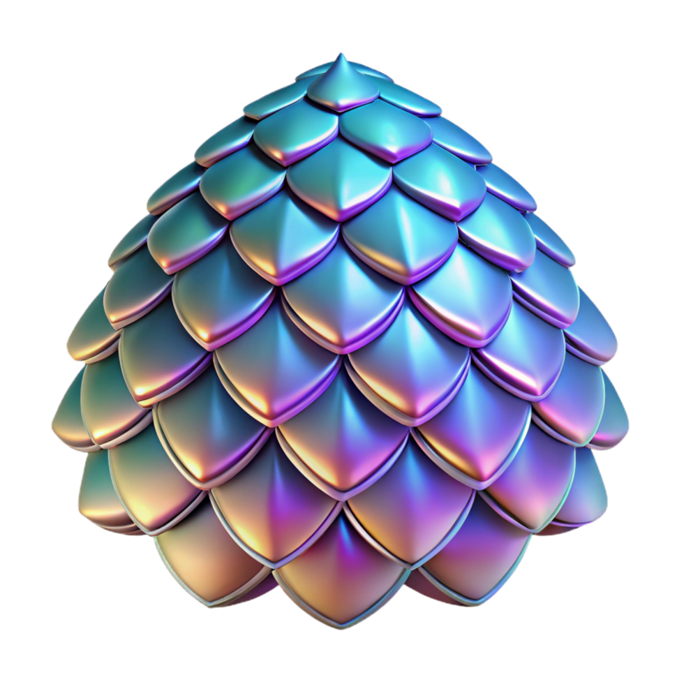 dramatic classic A stylized dragon scale with iridescent sheen, authentic png