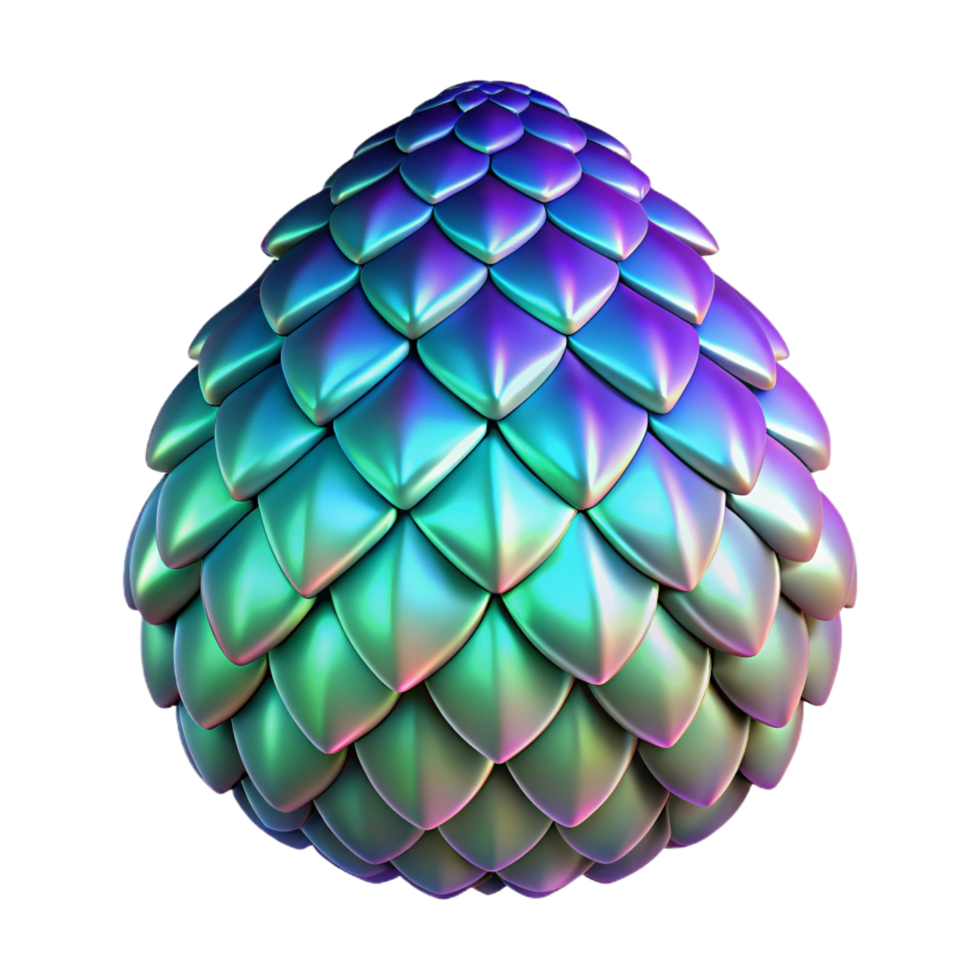 serene contemporary A stylized dragon scale with iridescent sheen, 4K png