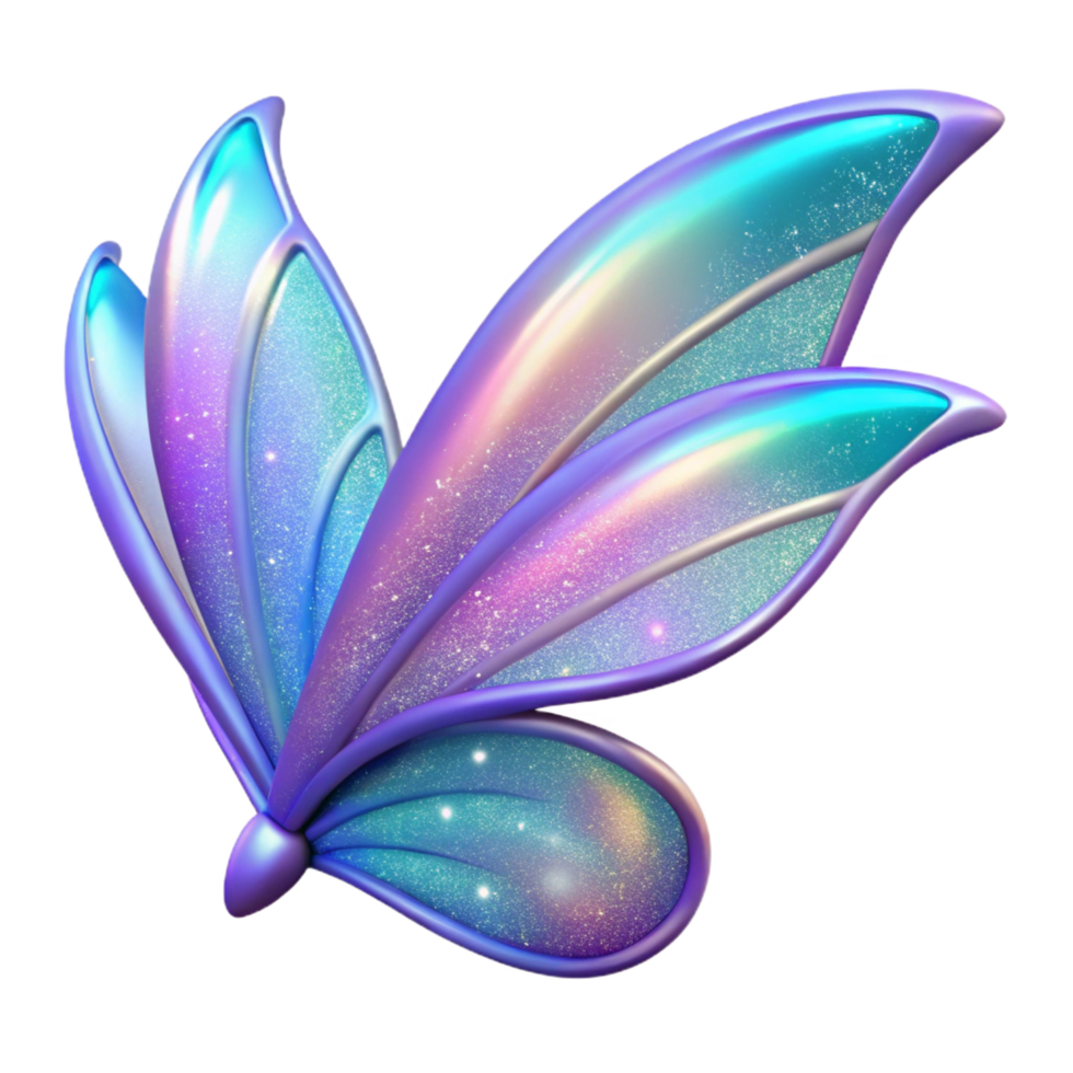 impressive traditional A stylized fairy wing with iridescent glitter, 4K png