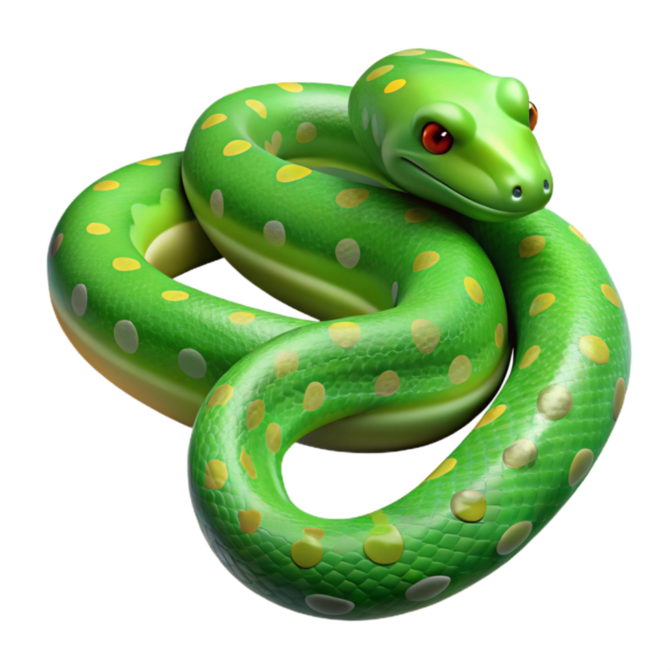 elegant rustic A slithering green tree python 4K png