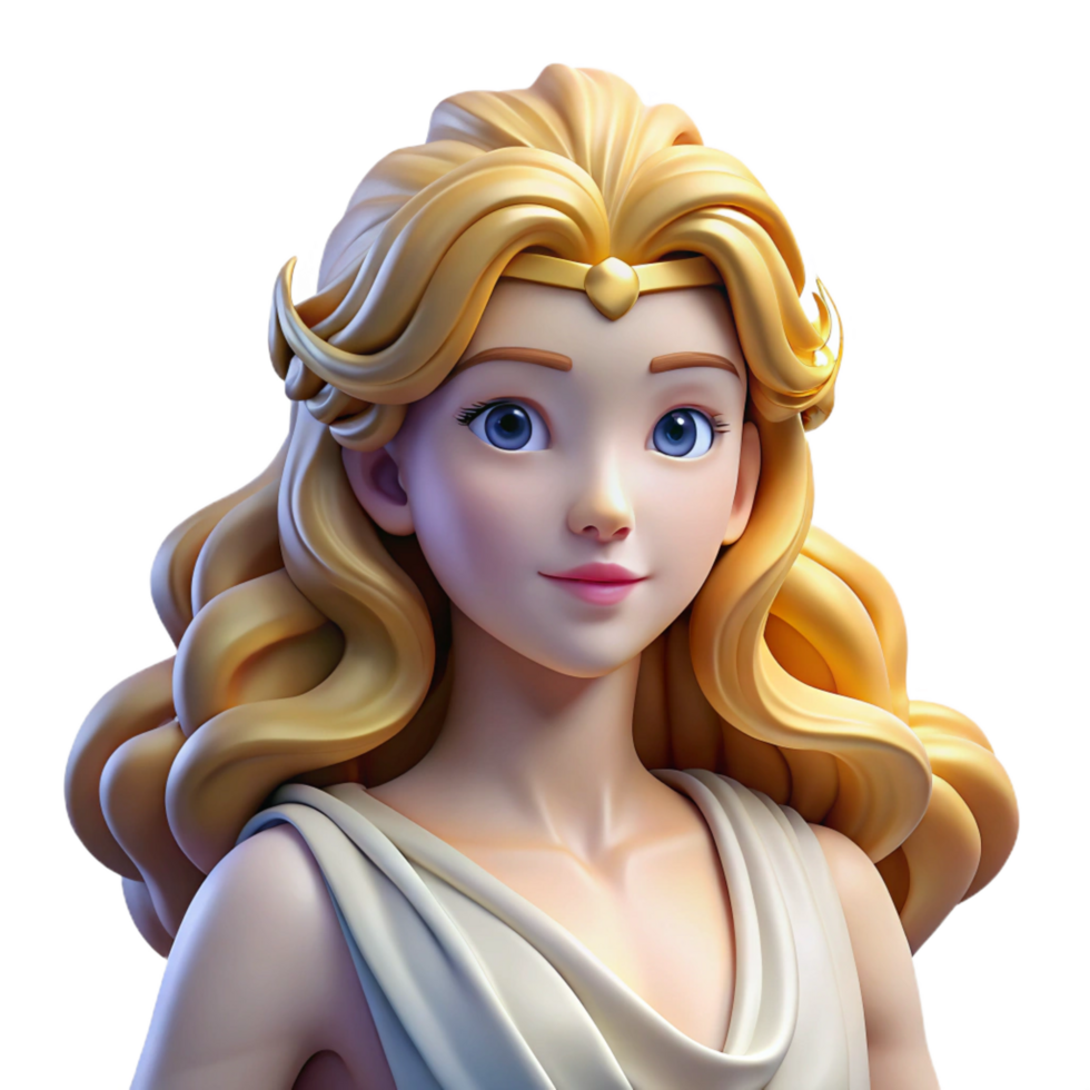 serene artistic Aphrodite, Goddess of Love and Beauty, flowing hair, professional png