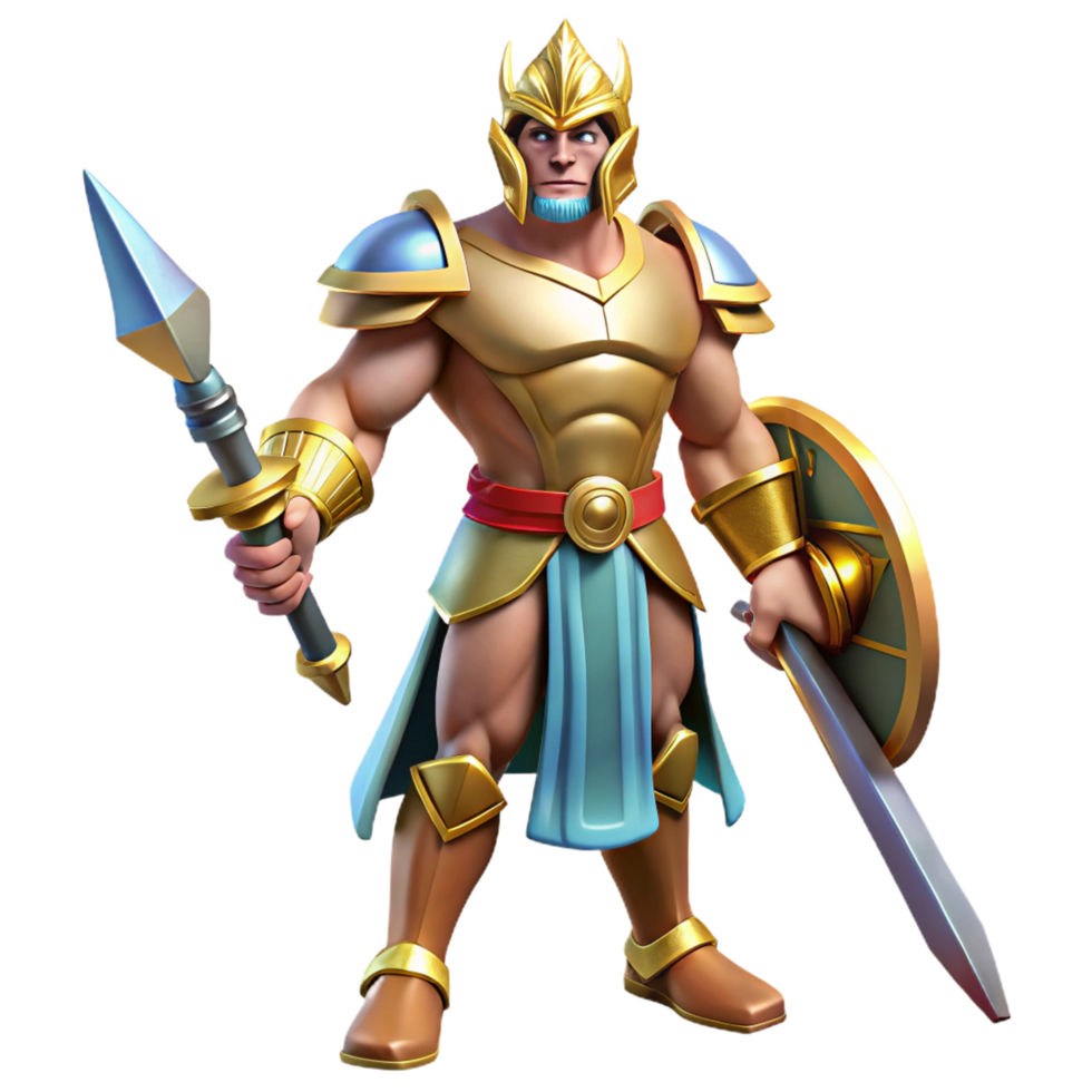 impressive artistic Ares, God of War, holding sword, professional png