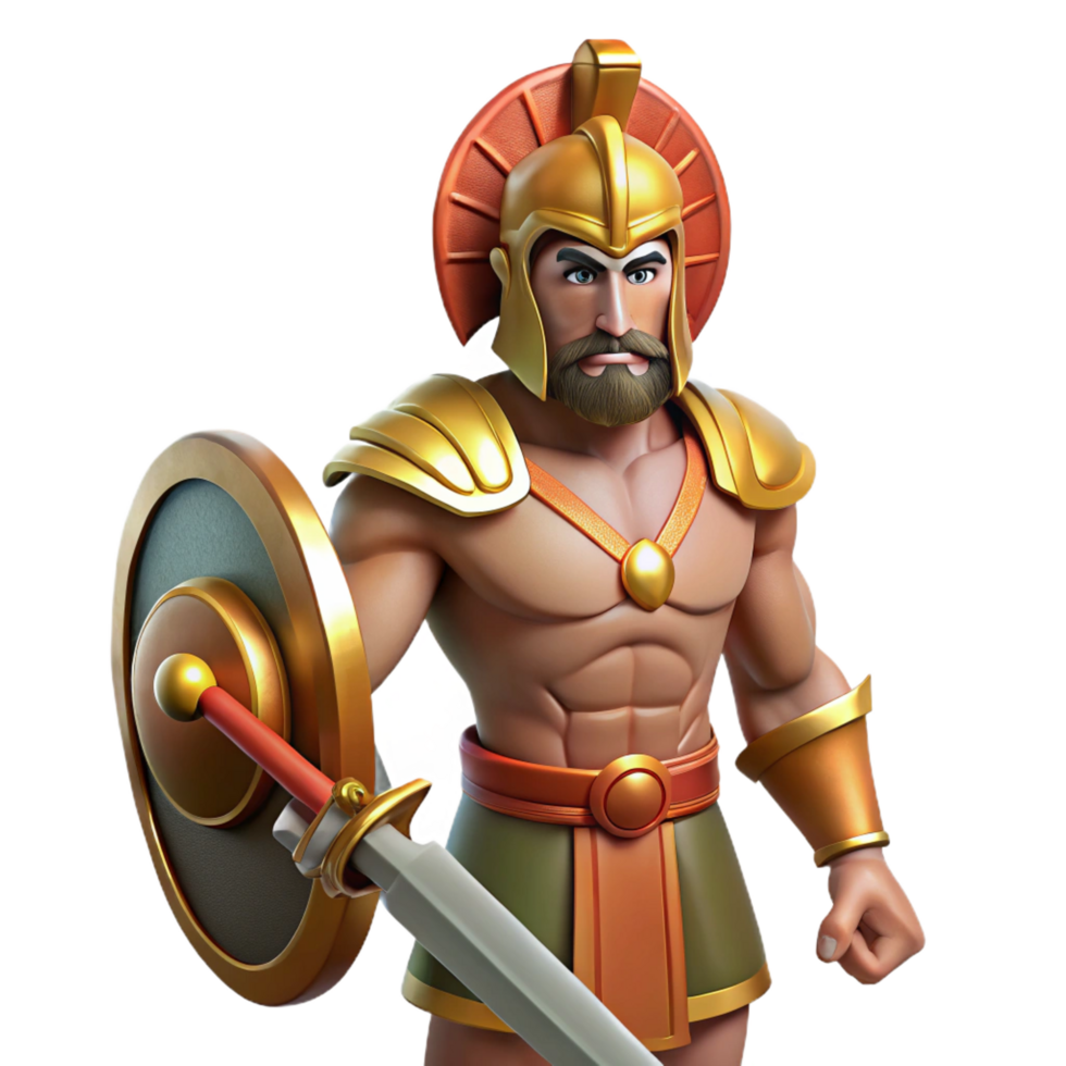 vibrant abstract Ares, God of War, holding sword, authentic png