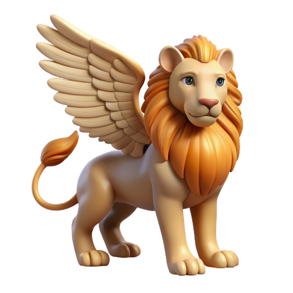 magnificent modern Sphinx, winged lion with human head, exclusive png