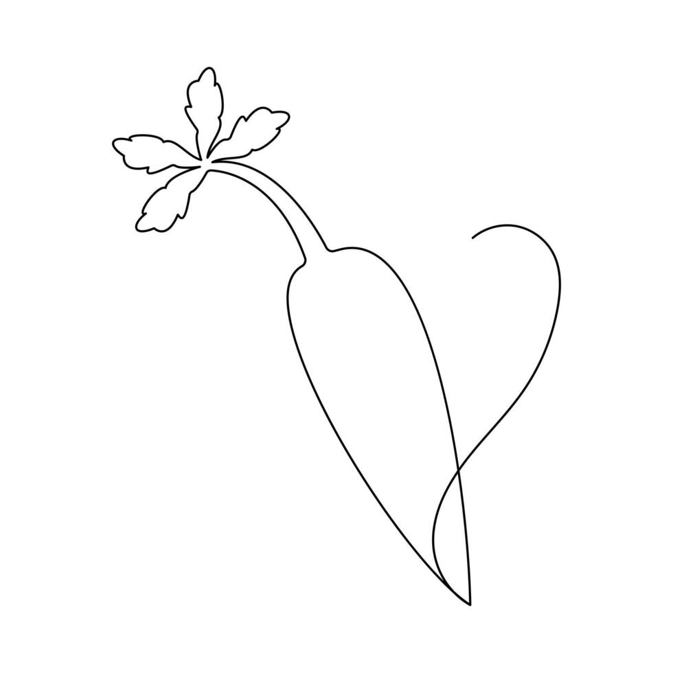Minimal but expressive, the carrot single-line art stands out with clean lines vector
