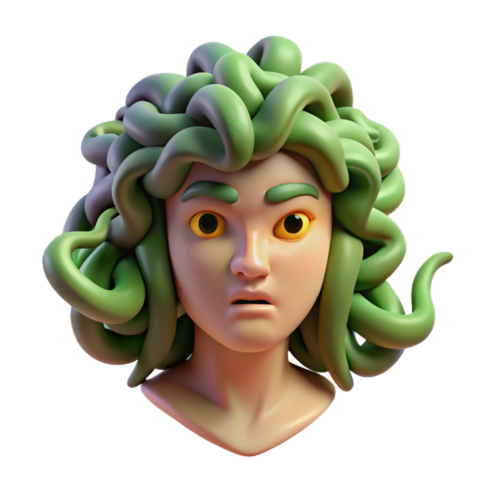 impressive abstract Medusa's Head, severed head with snakes, detailed png