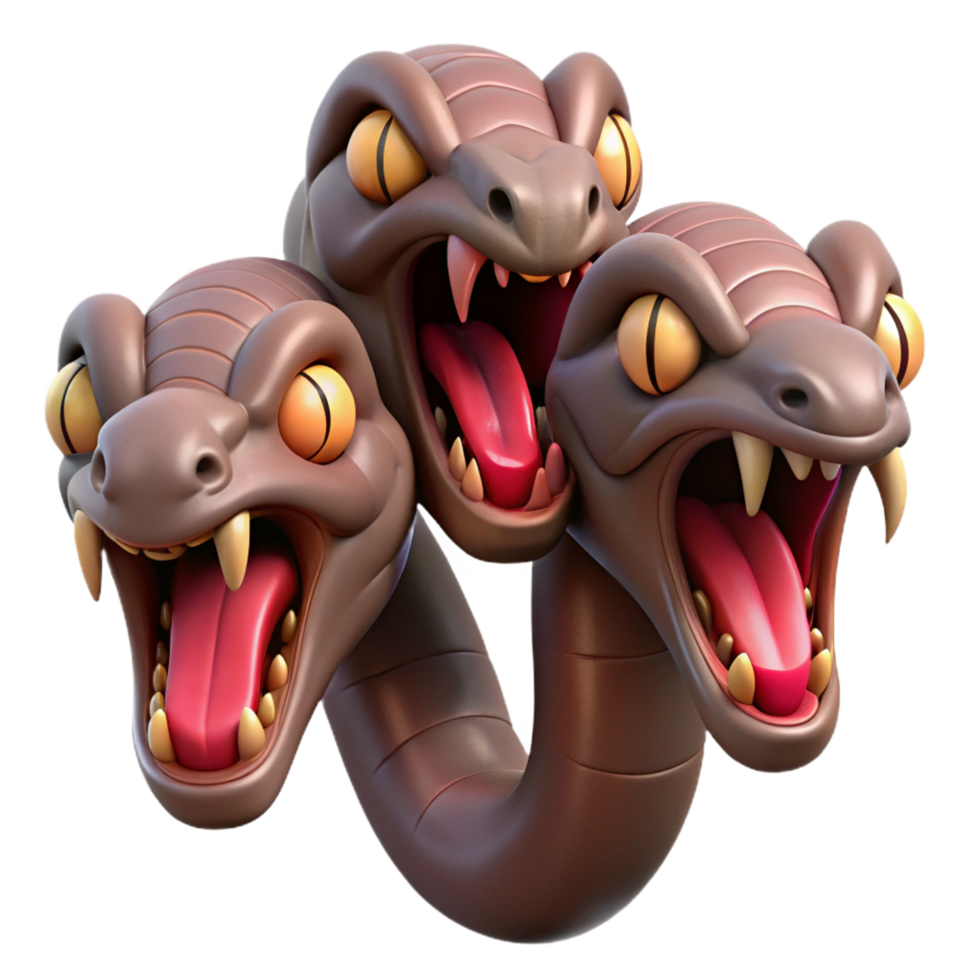 stunning modern Hydra's Heads, multiple severed snake heads, genuine png