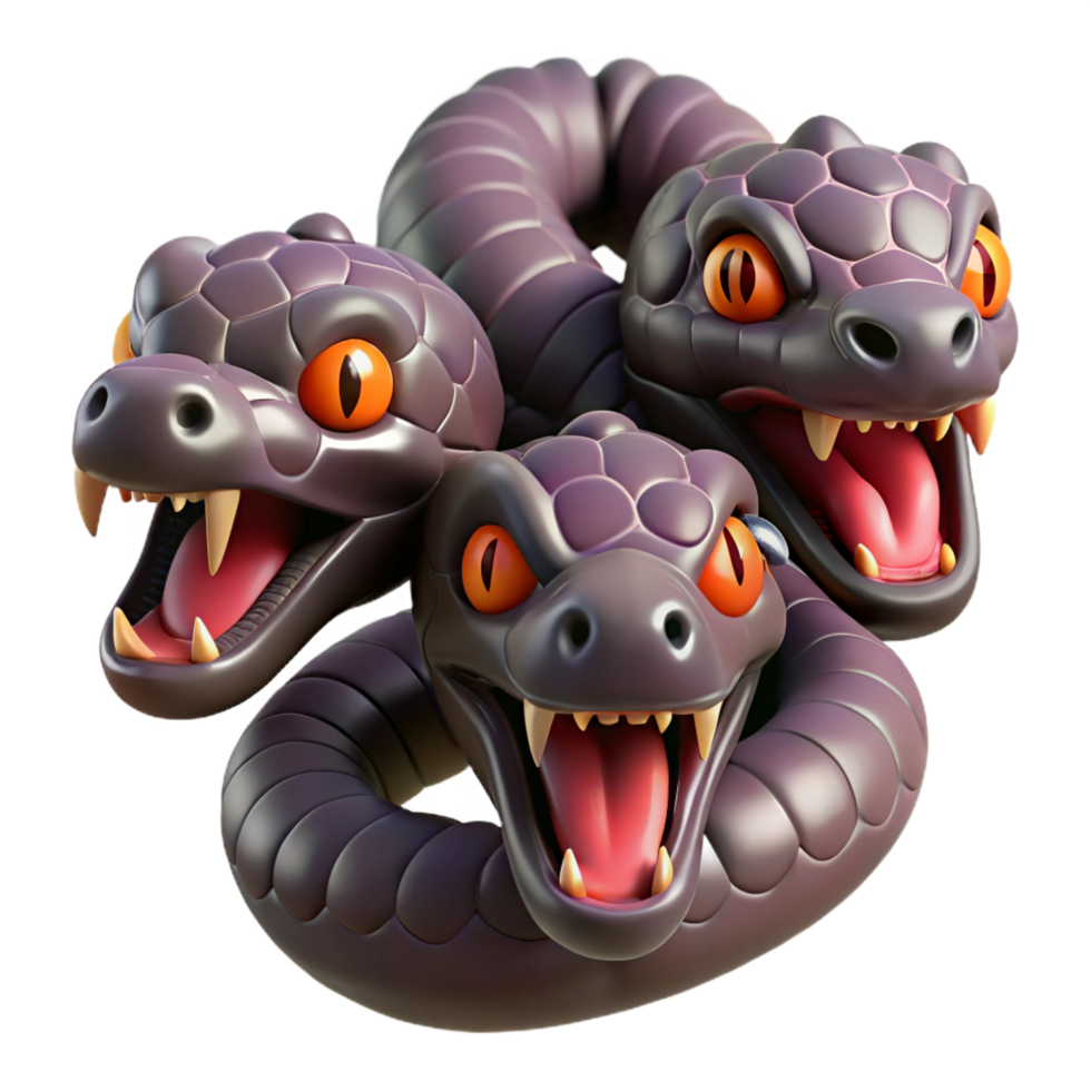 impressive rustic Hydra's Heads, multiple severed snake heads, premium png