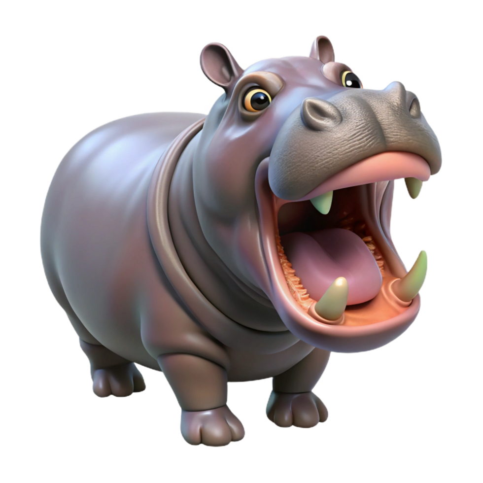 extraordinary creative A hippopotamus opening its mouth 4K png