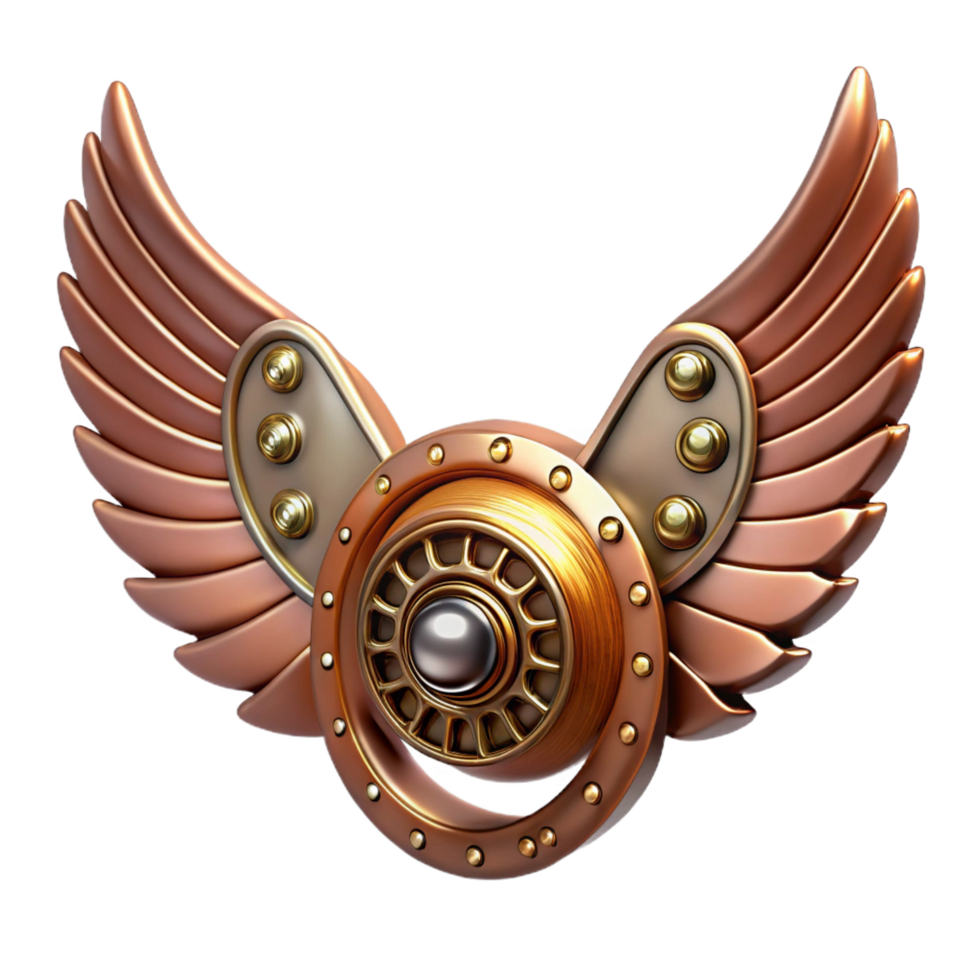 impressive abstract Steampunk wings made of metal and leather with intricate gears detailed png