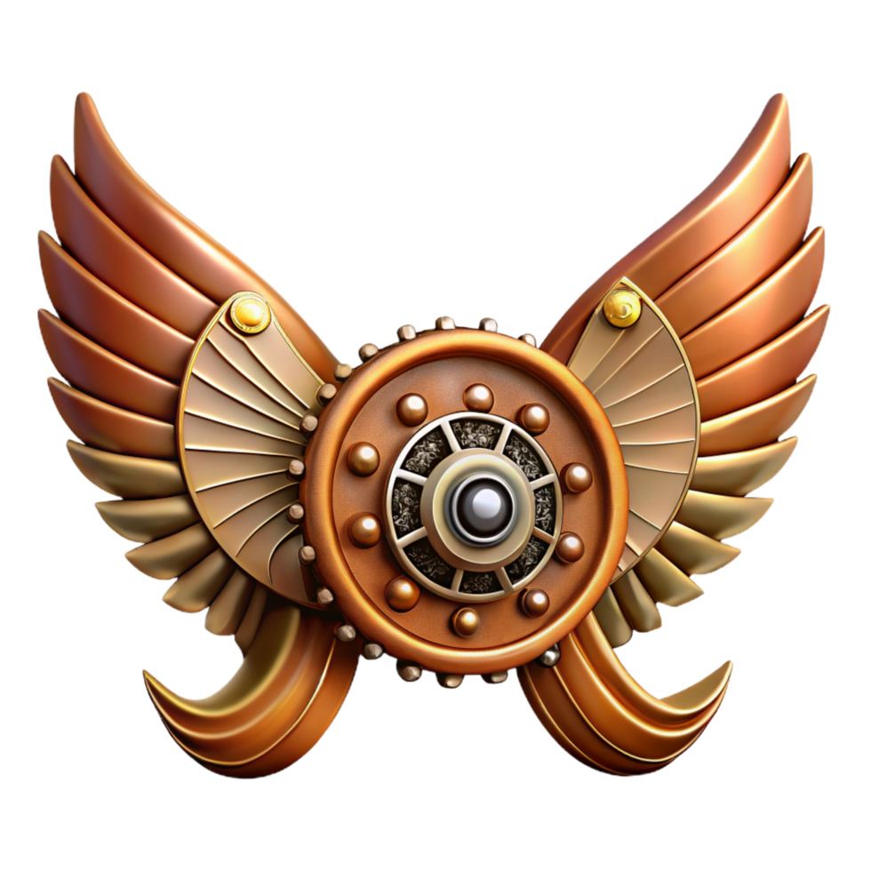 stunning minimalist Steampunk wings made of metal and leather with intricate gears original png