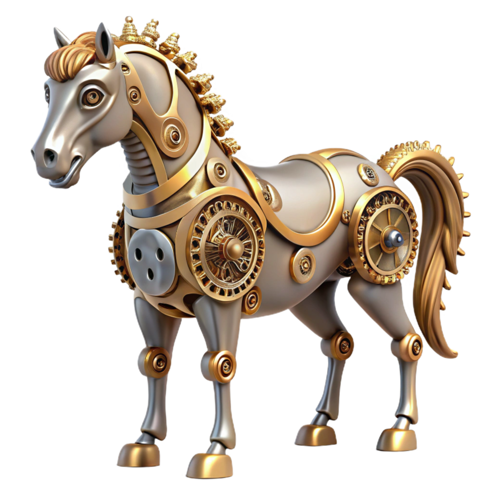 impressive classic Steampunk horse crafted from gears and clockwork parts high resolution png