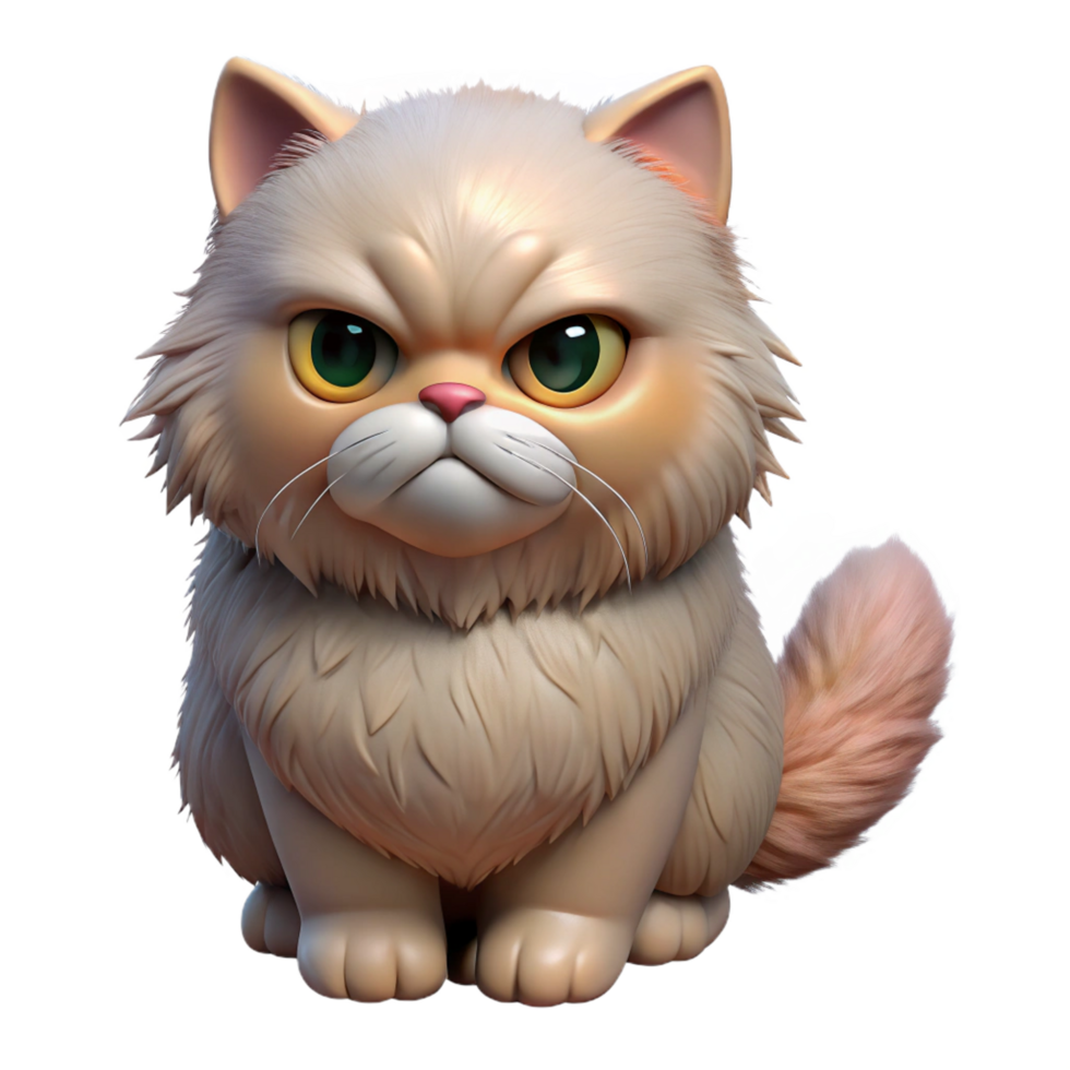 beautiful rustic A grumpy Persian cat with fluffy fur exclusive png