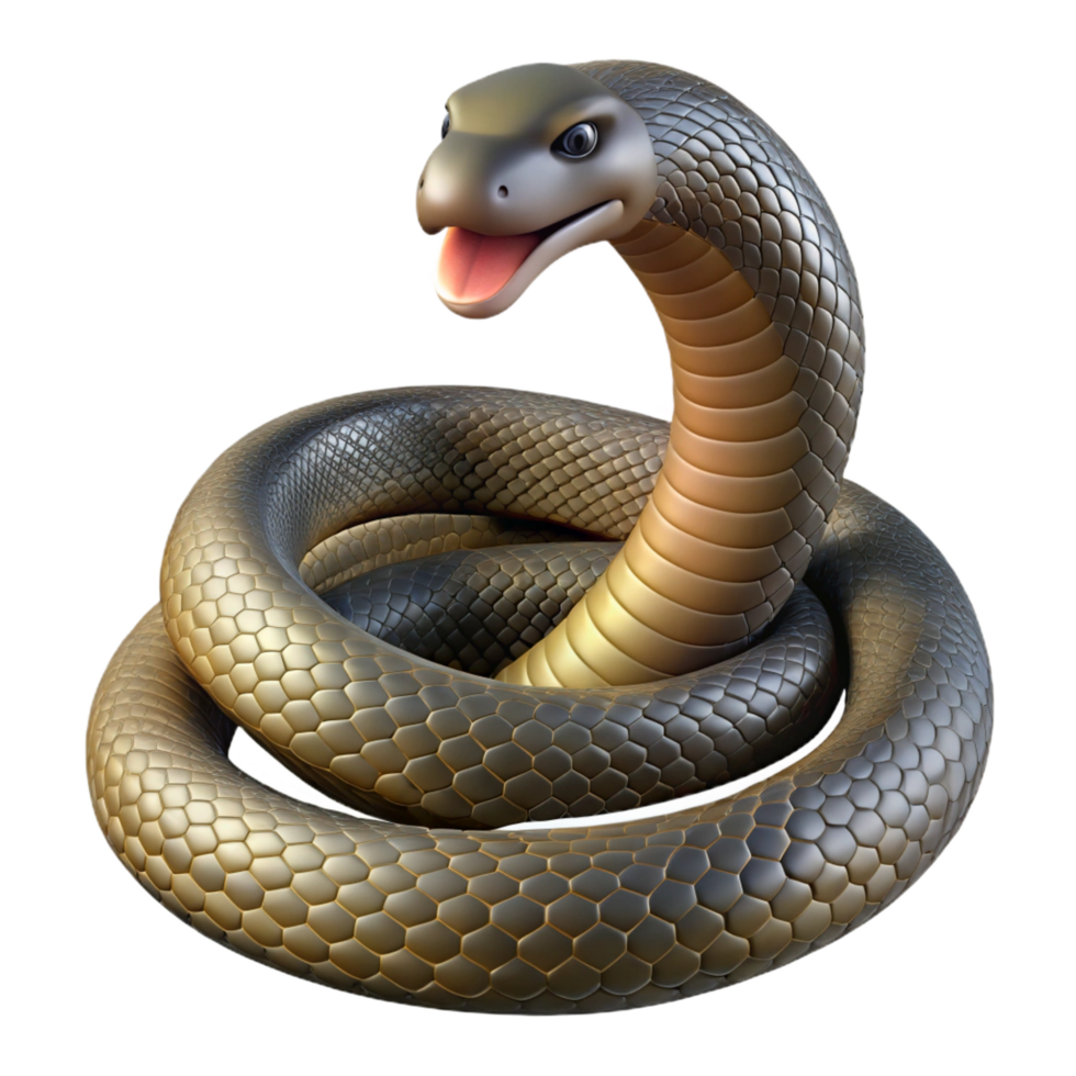 beautiful abstract A coiled king cobra snake high quality png