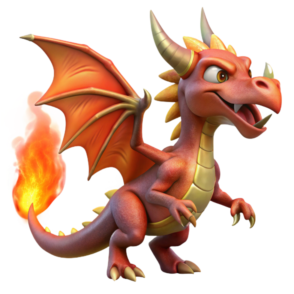 magnificent rustic Dragon, fire-breathing mythical creature high resolution png